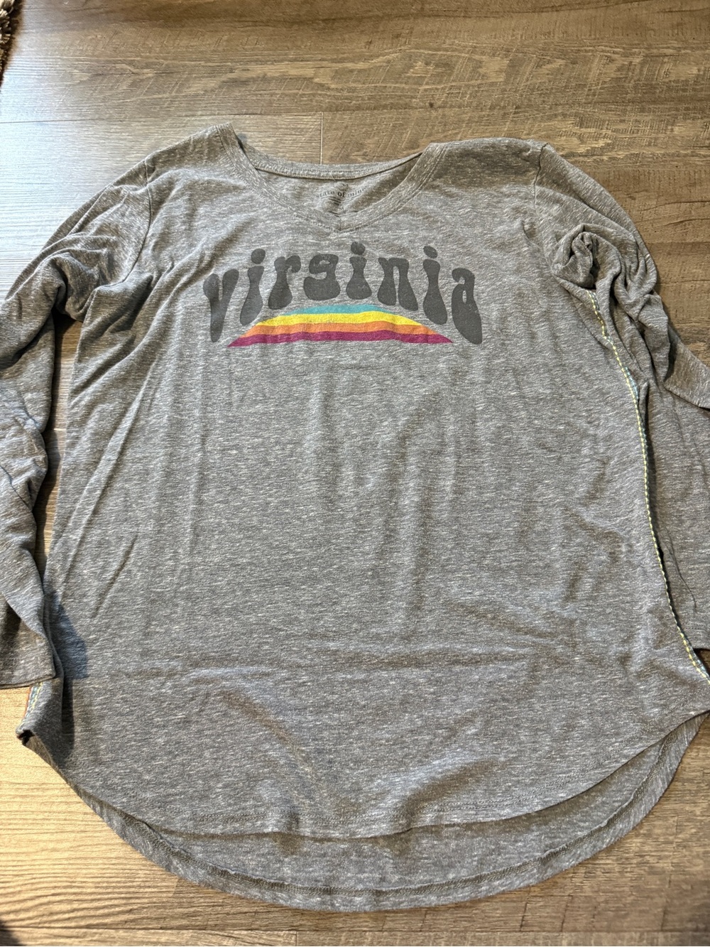 State of Mind Heather Gray V-Neck Tee with Subtle Graphic